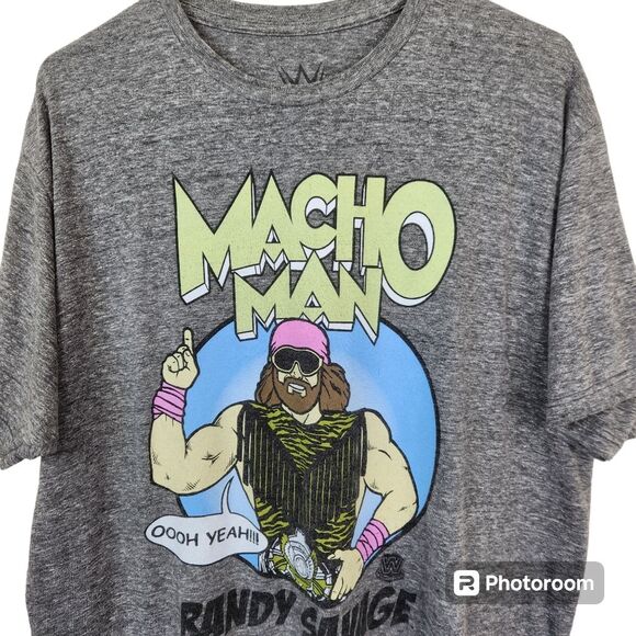 WWE Mens Randy Macho Man Savage Short Sleeve Heather Gray Tee Size XL - Picture 3 of 5